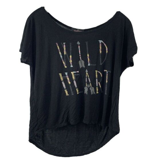 Wild Heart Black Cropped Relaxed Fit Top Small - Picture 1 of 4